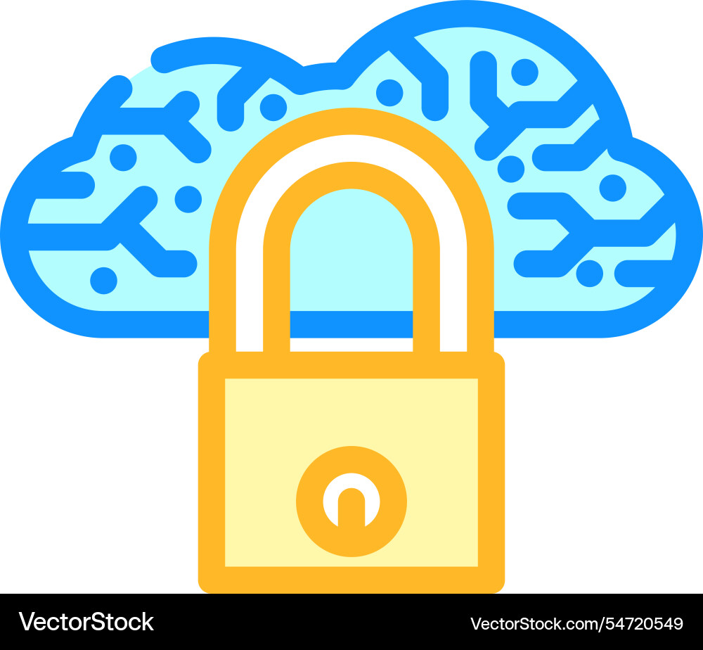 Security lock cloud computing color icon Security lock cloud computing color icon vector image