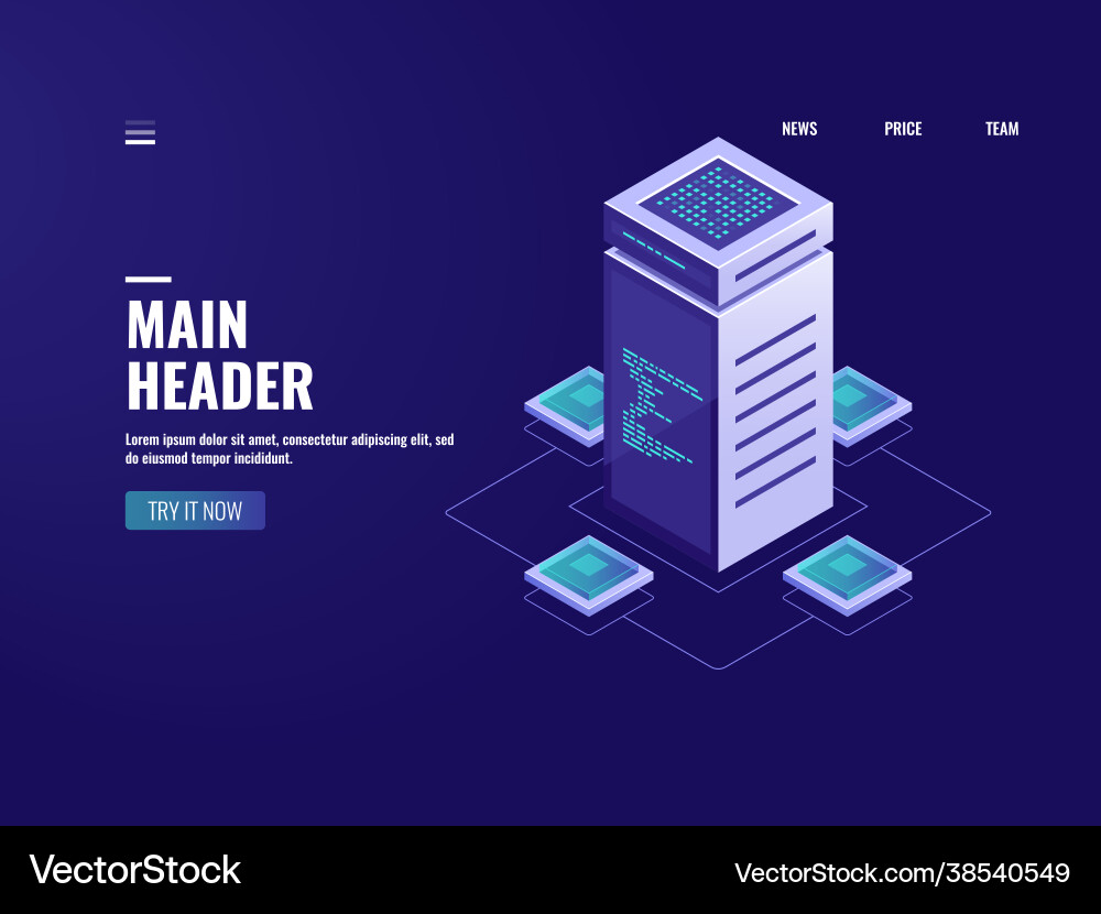 Server room isometric big data processing cloud Server room isometric big data processing cloud vector image