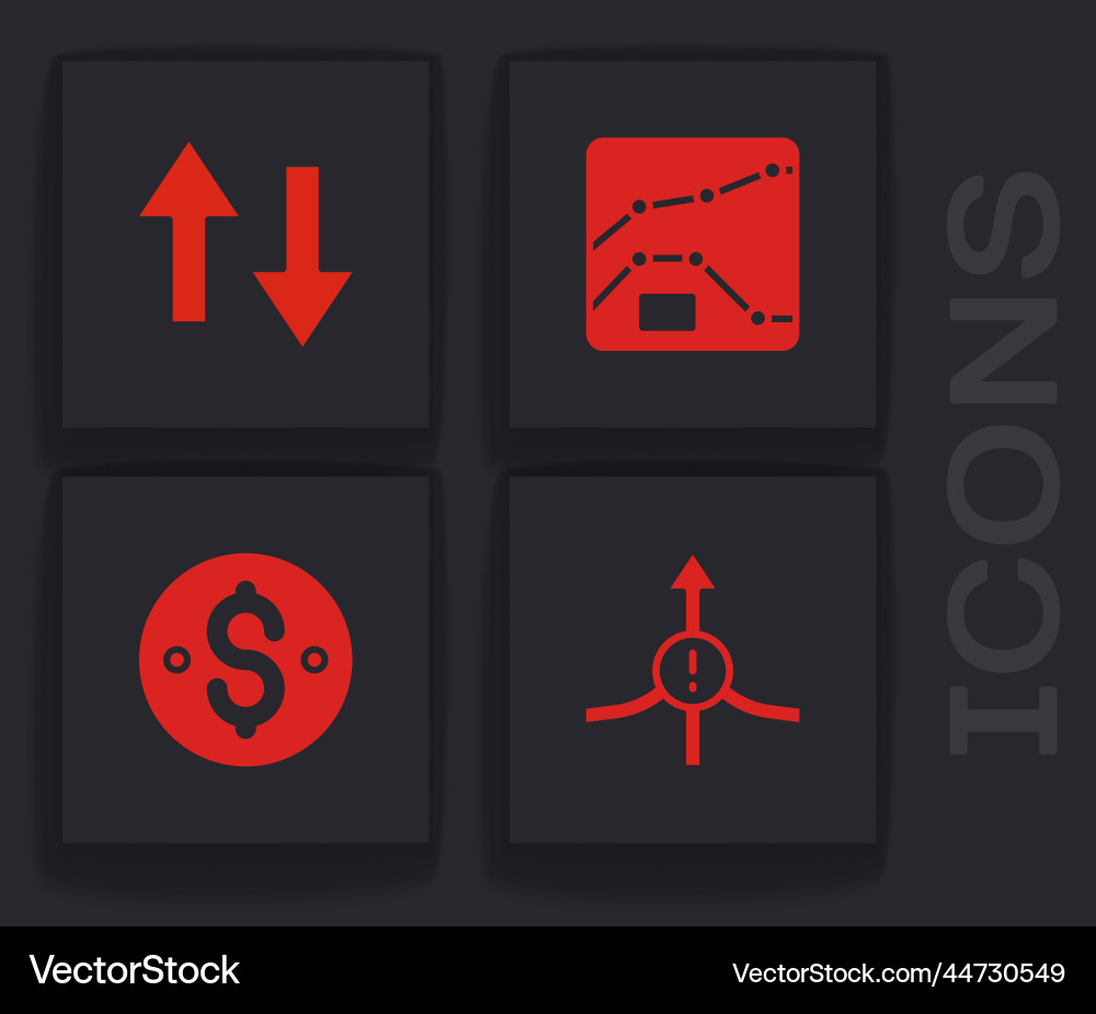 Set arrow graph chart diagram and dollar Vector Image