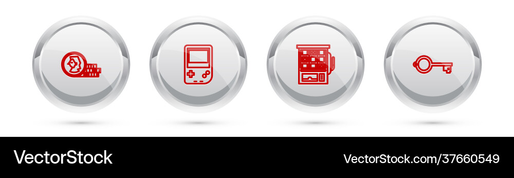 Set line coin for game portable video console Set line coin for game portable video console vector image