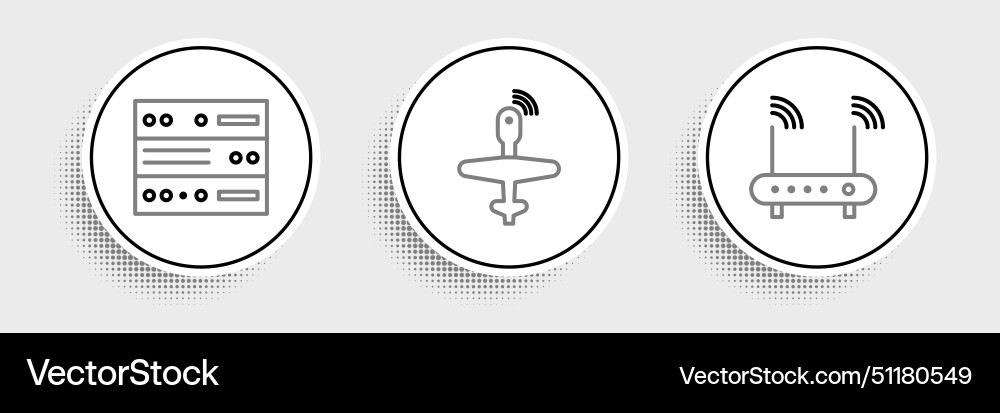 Set line router and wi-fi signal server data web Set line router and wi-fi signal server data web vector image