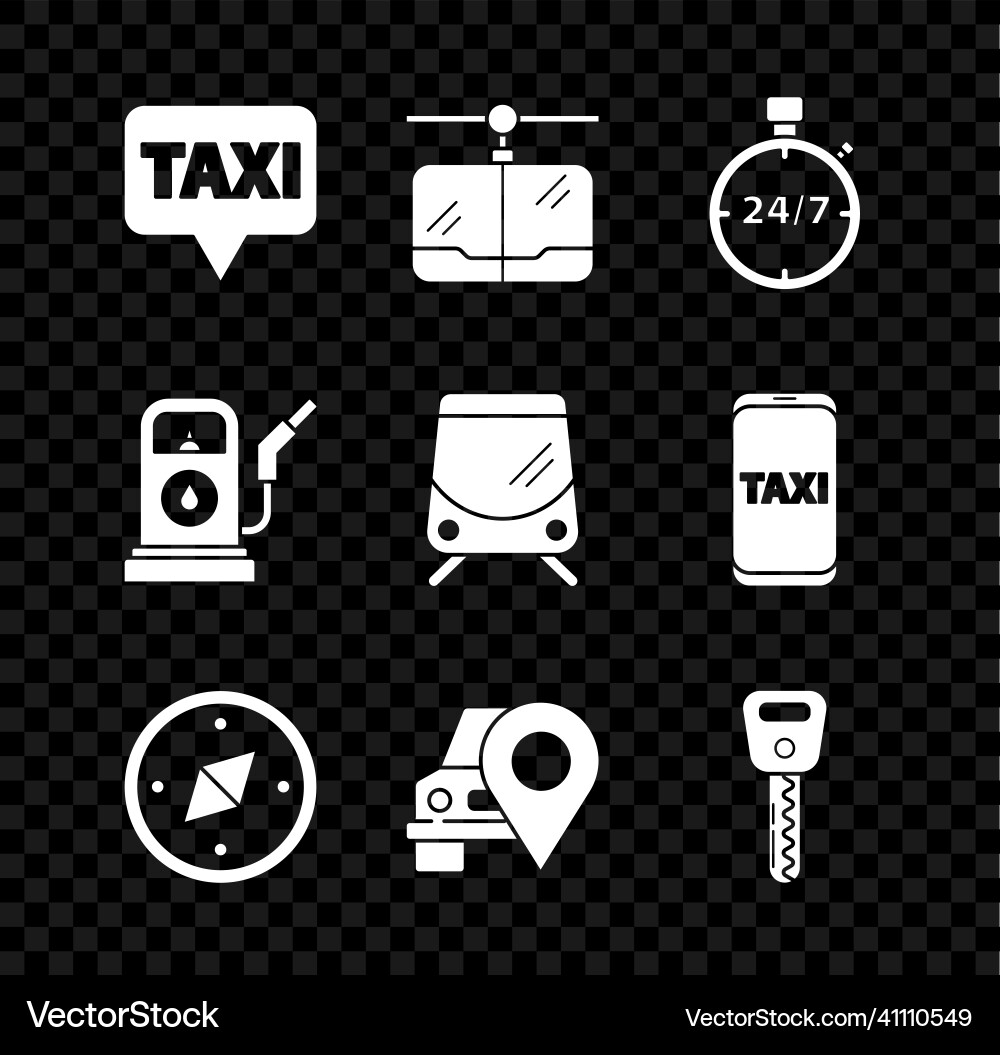 Set map pointer with taxi cable car stopwatch 24 Set map pointer with taxi cable car stopwatch 24 vector image