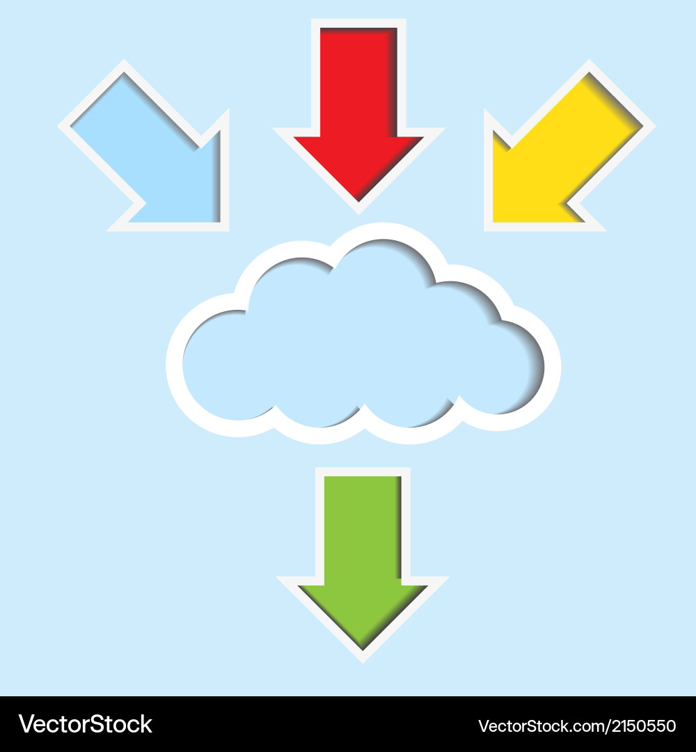 Cloud with color arrow vector image