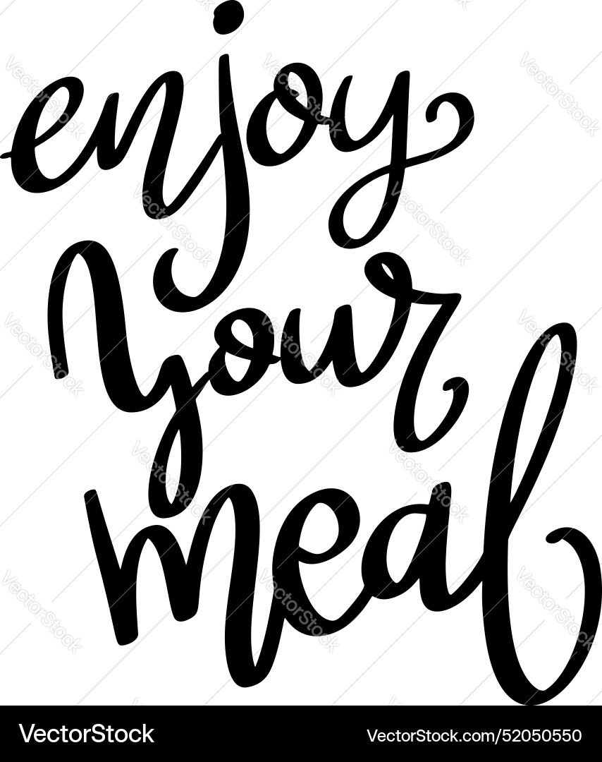 Genießen Sie Mahlzeit Handschrift Phrase Poster Genießen Sie Mahlzeit Handschrift Phrase Poster vektorbild