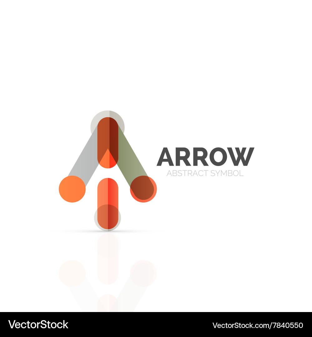 Linear arrow abstract logo connected multicolored Vector Image