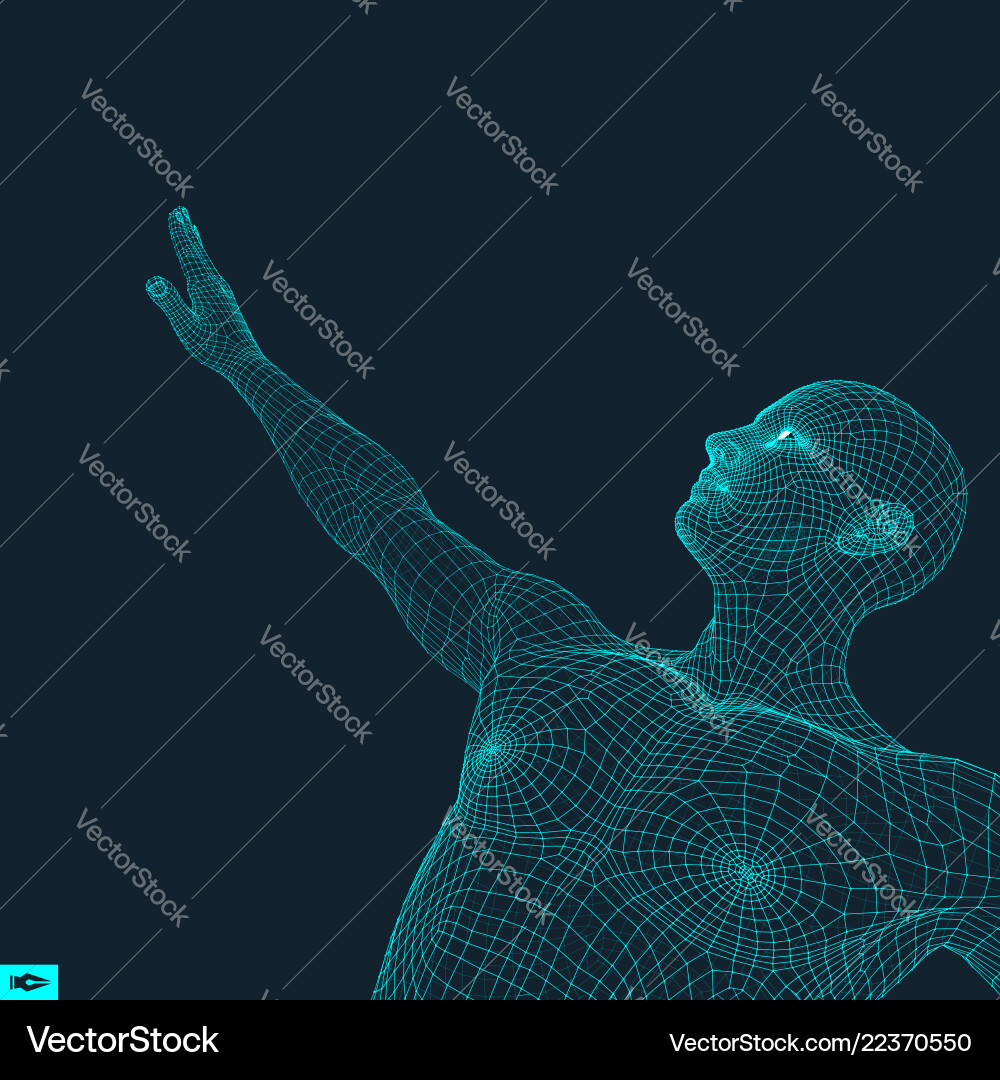 Man points to something by hand 3d model of Man points to something by hand 3d model of vector image