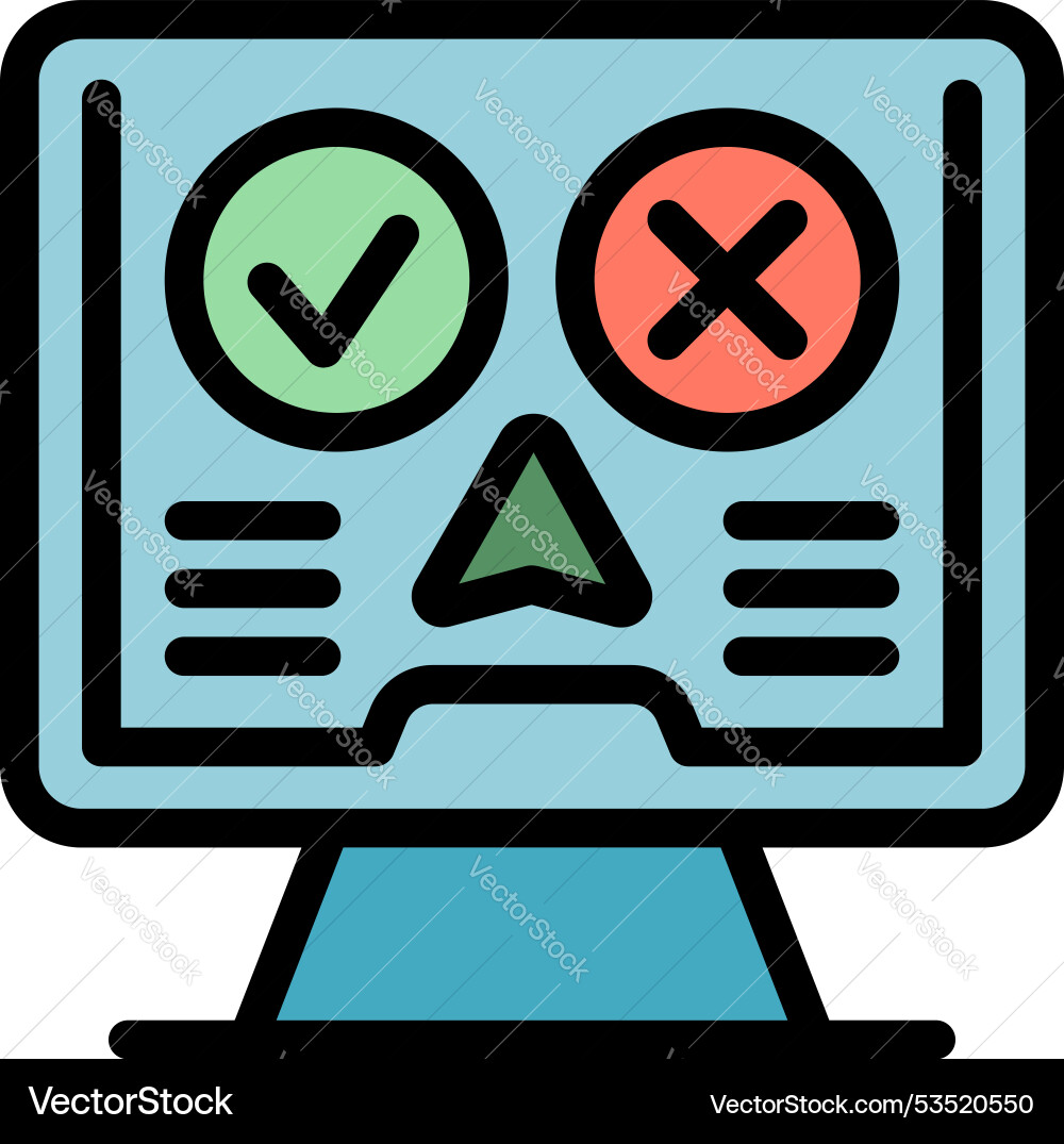 Online survey computer showing checkmark for yes Online survey computer showing checkmark for yes vector image