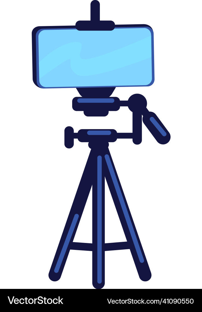 Phone on tripod flat color object Phone on tripod flat color object Vector Image