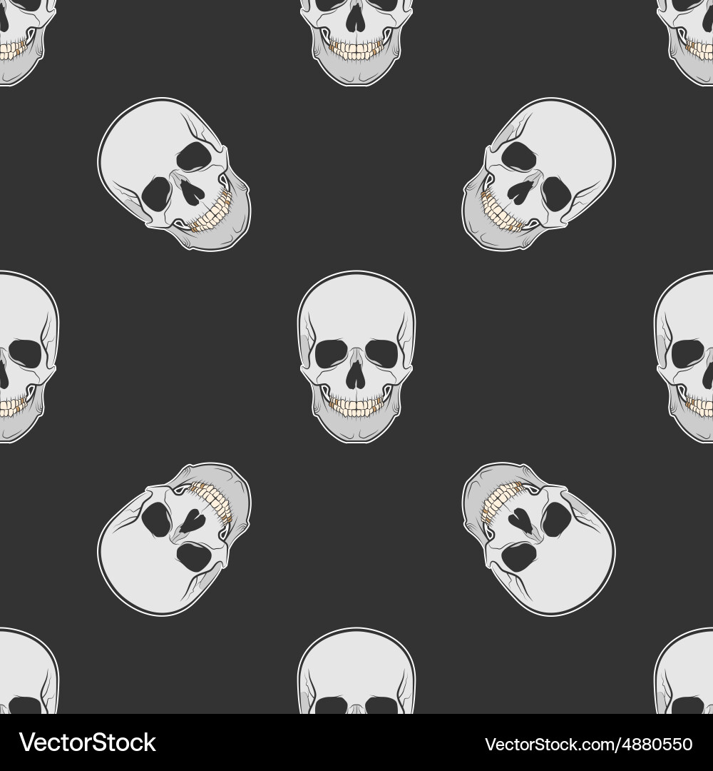 Seamless retro pattern skull Vector Image