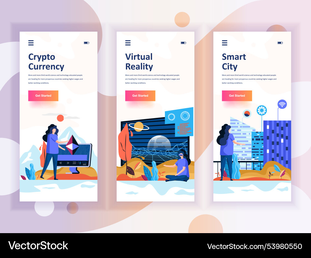 Set of onboarding screens user interface kit Set of onboarding screens user interface kit vector image