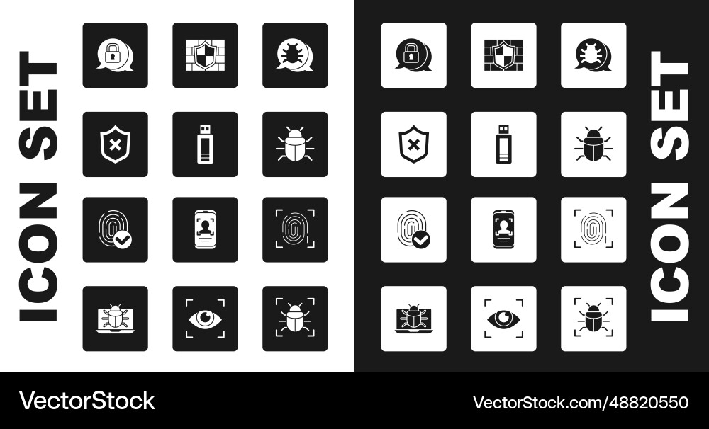 Set system bug usb flash drive shield with cross Set system bug usb flash drive shield with cross vector image