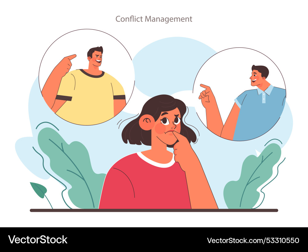 Soft skill development character with conflict Soft skill development character with conflict vector image