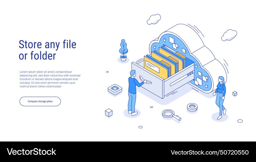 Store any file or folder isometric database Store any file or folder isometric database Vector Image