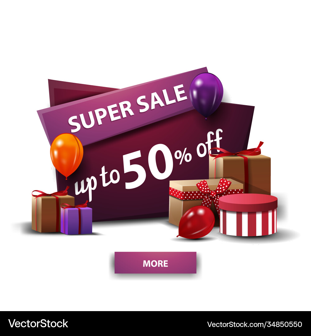 Super sale up to 50 off purple discount cartoon Super sale up to 50 off purple discount cartoon vector image