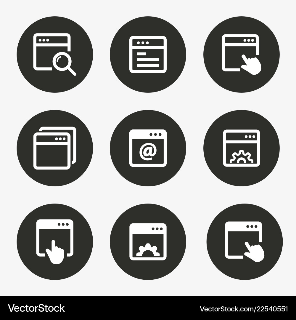 Browser icon set round vector image