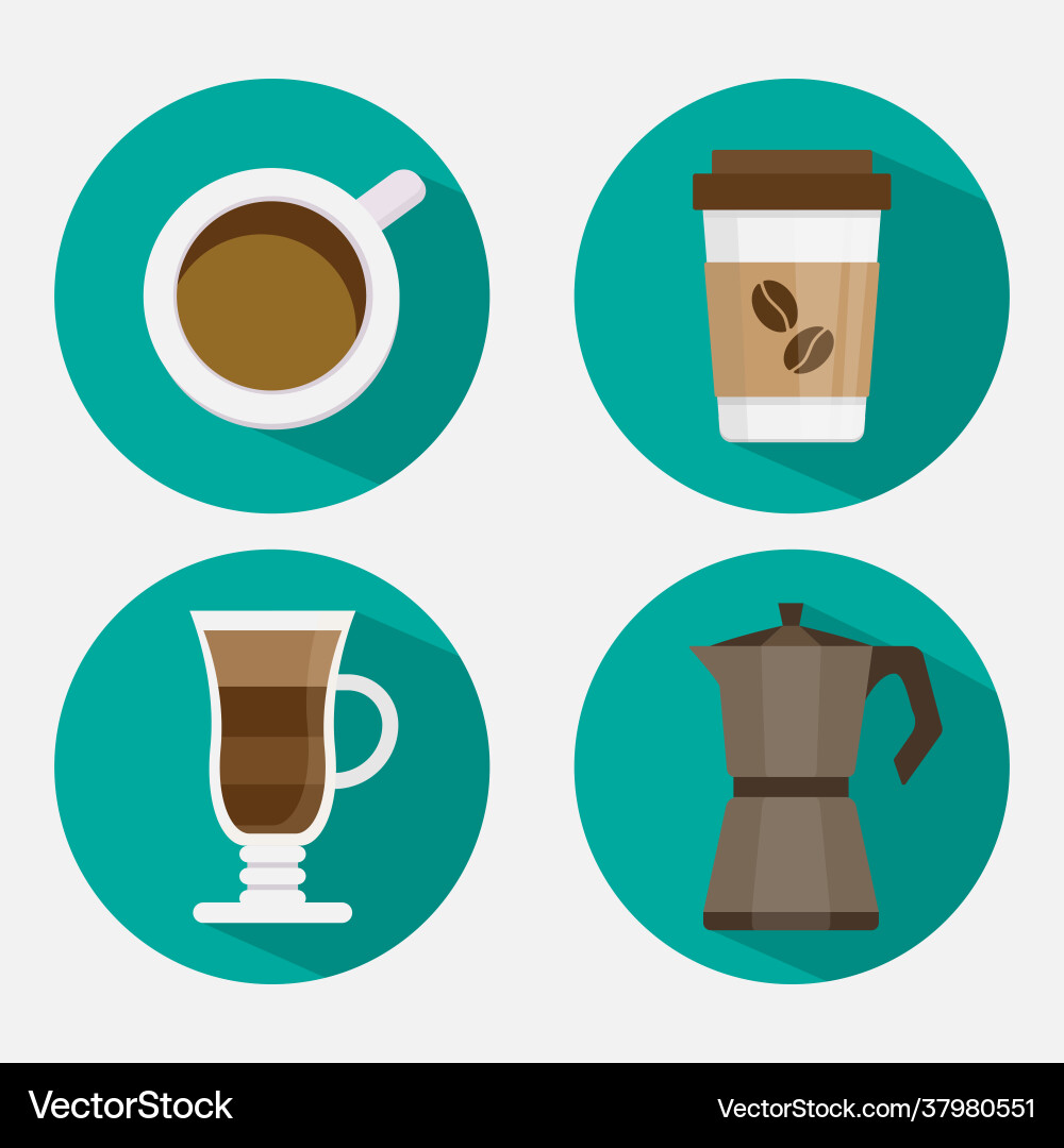Coffee set icons with a cup latte Coffee set icons with a cup latte vector image