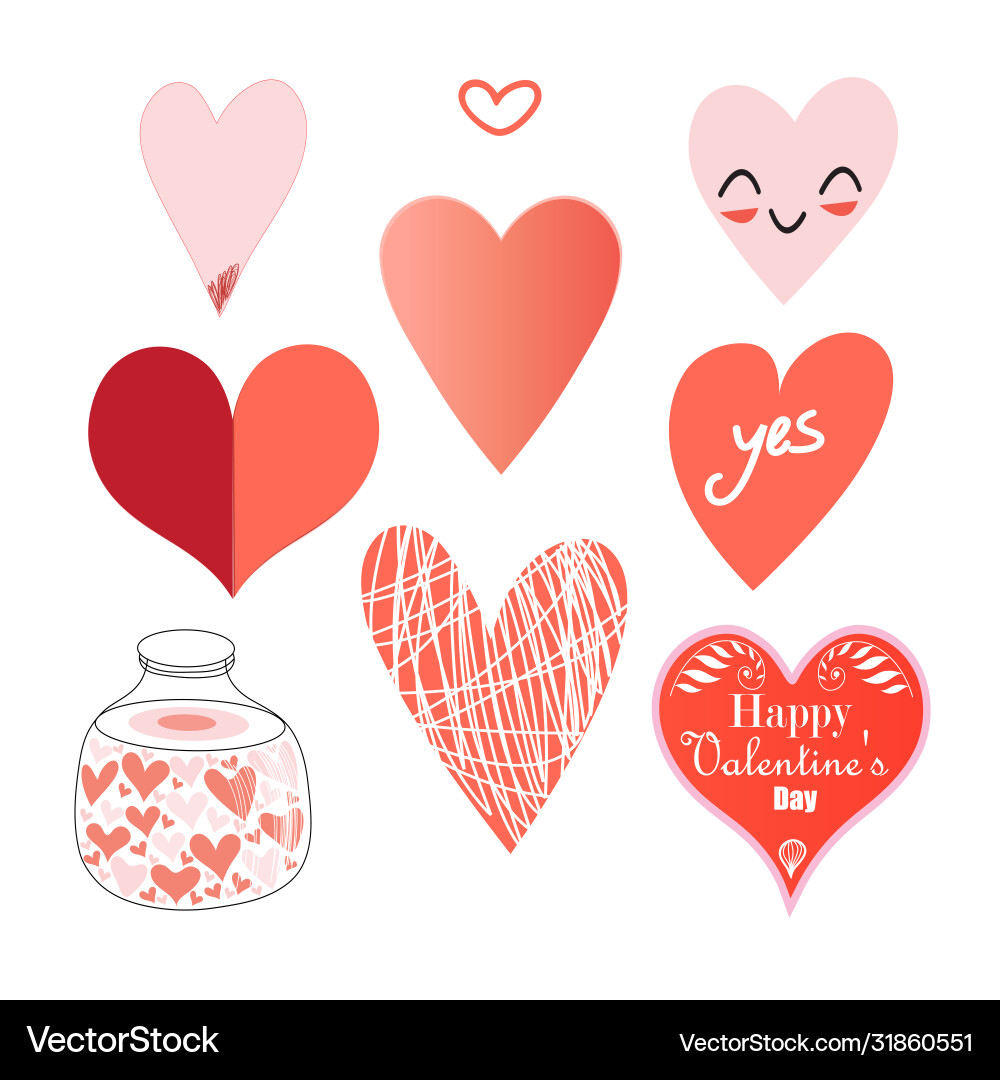 Colorful Heart Pattern Set Vector Image