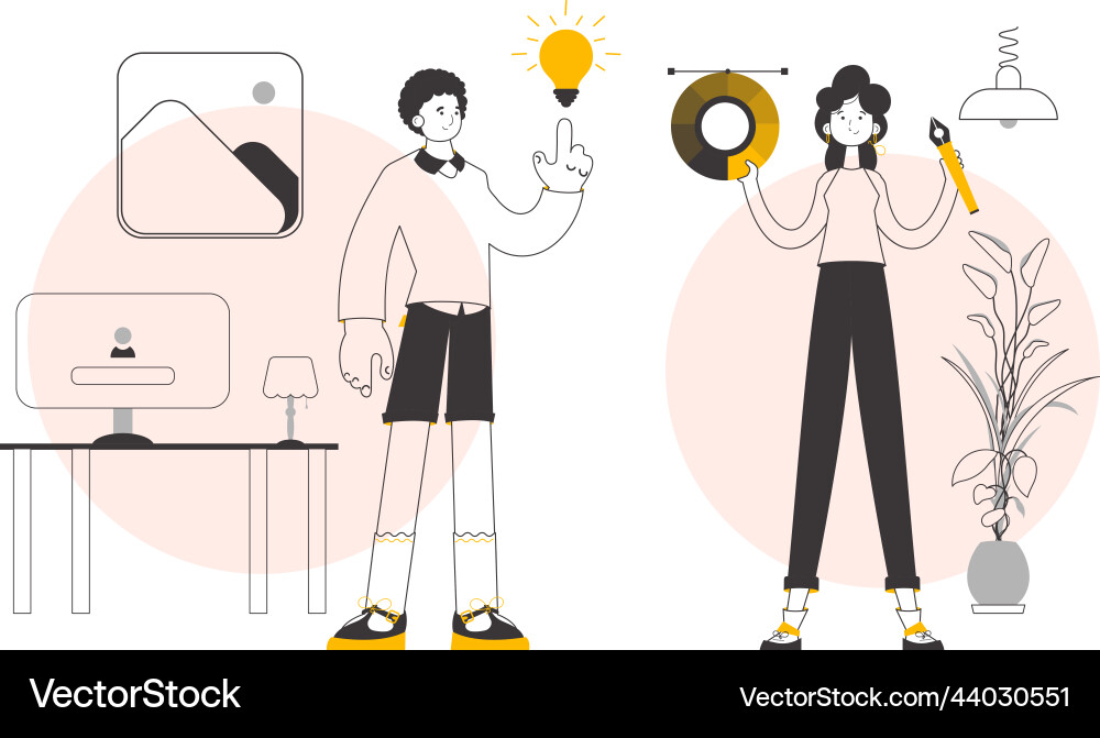 Design team modern linear style Design team modern linear style vector image