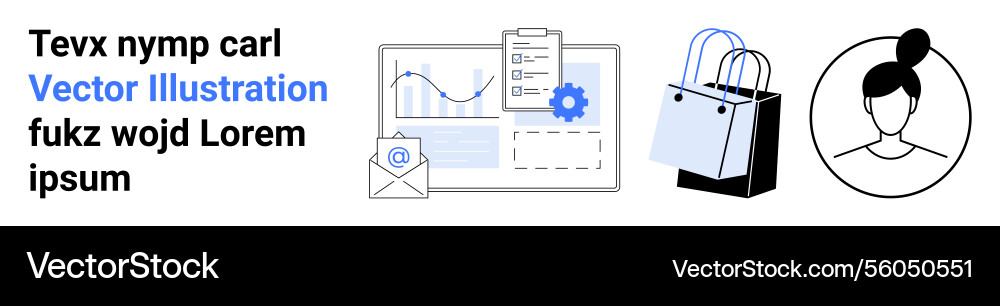 E-commerce setup with analytics email shopping E-commerce setup with analytics email shopping vector image