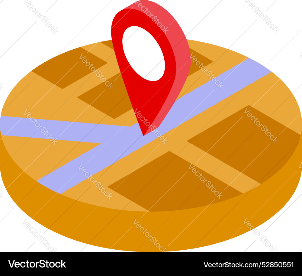 Gps navigation app showing route on waffle map Vector Image