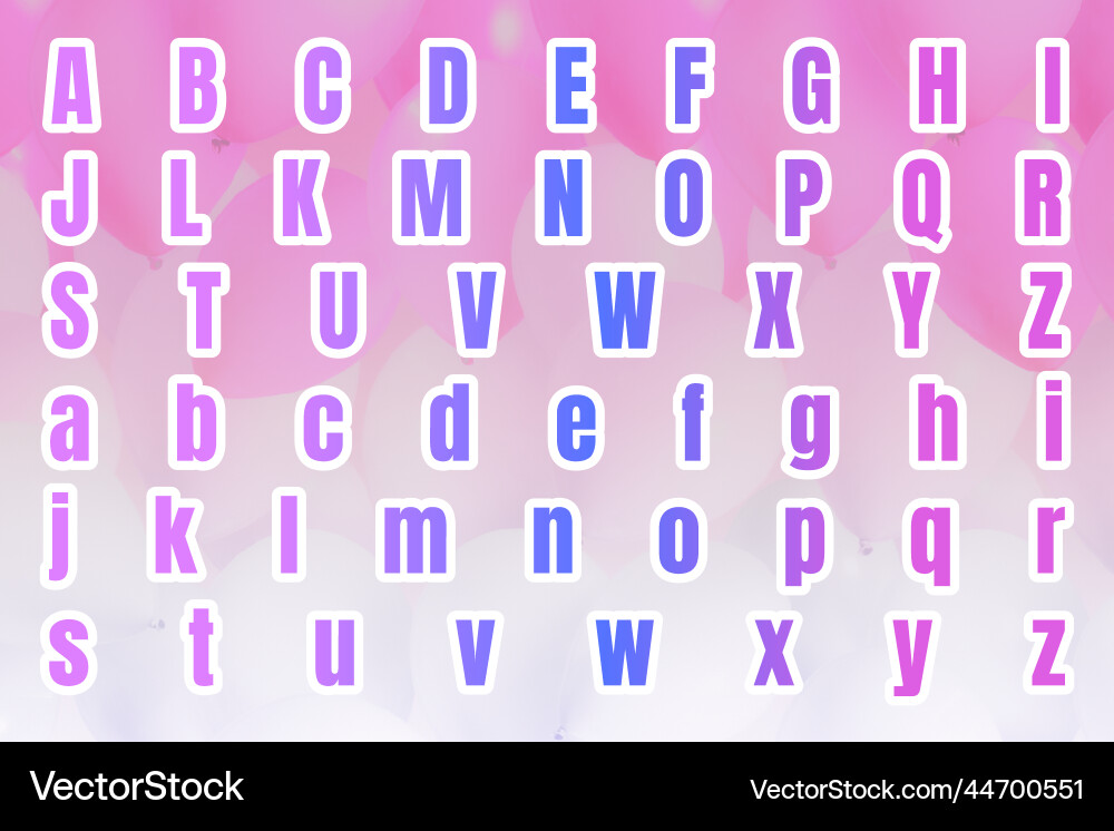 Gradient alphabet letter font set Vector Image