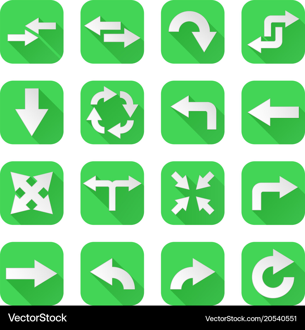 Green Arrow Icon Set Vector Image