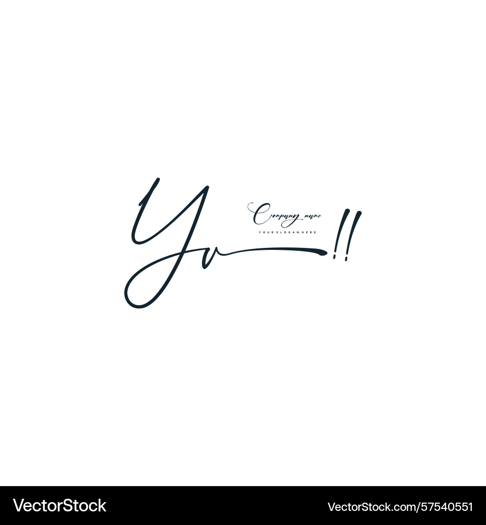 Minimal signature logo design with yv initials Minimal signature logo design with yv initials Vector Image