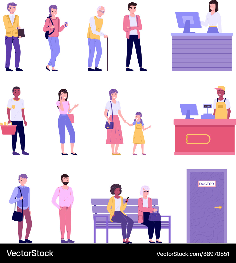 People Waiting in a Queue vector image