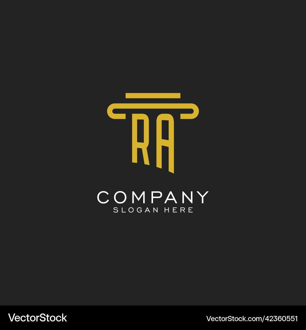 Ra initial logo with simple pillar style design Vector Image