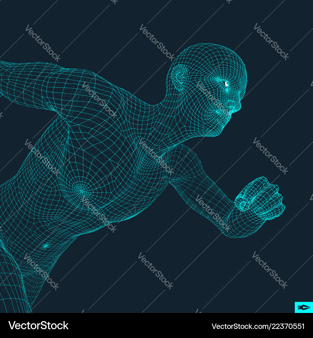 Running man polygonal design 3d model Running man polygonal design 3d model vector image