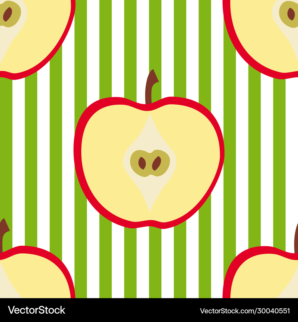 Seamless pattern with apples on striped background Seamless pattern with apples on striped background vector image