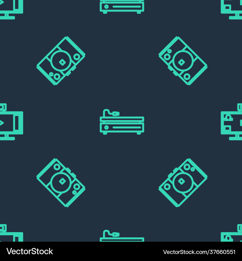 Set line video game console and live streaming vector image