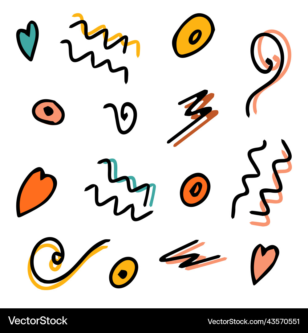 Set of additional multicolored doodle elements vector image