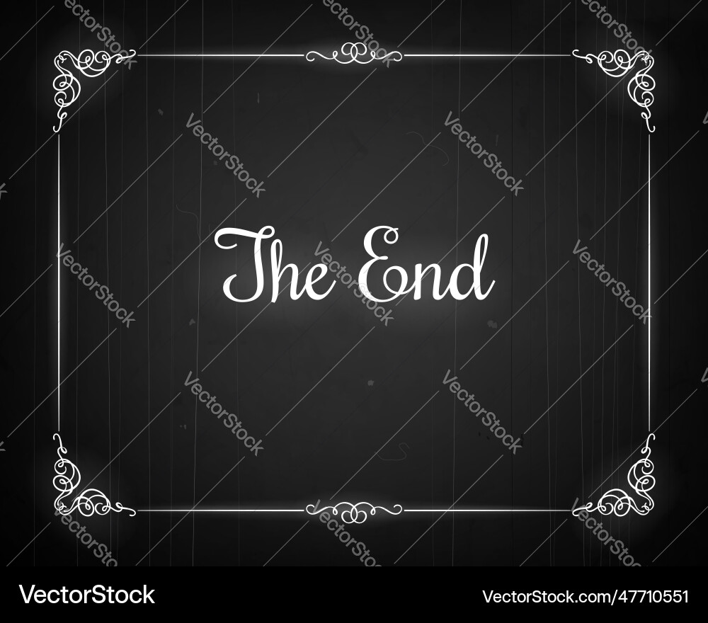 Silent movie cinema film end screen vintage border Silent movie cinema film end screen vintage border vector image