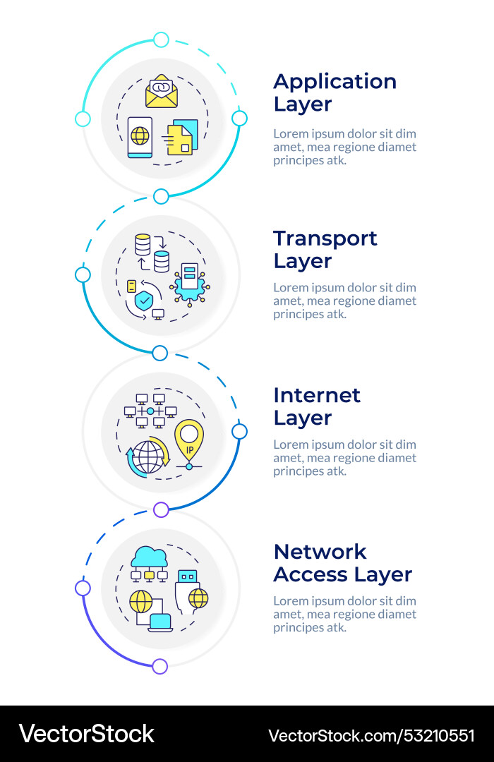 Tcp-ip rectangle infographic design template Tcp-ip rectangle infographic design template vector image