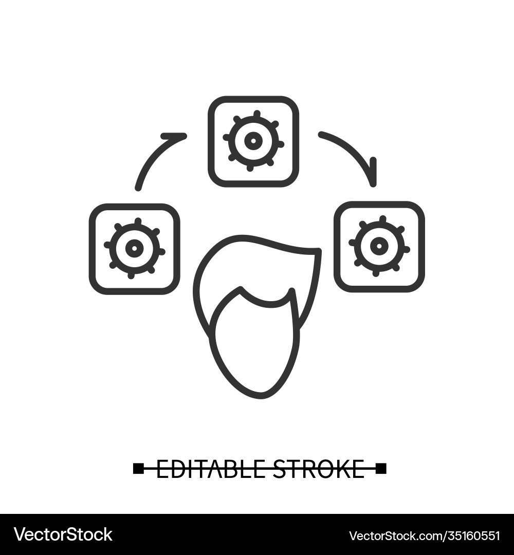 Workflow iconperson head with block time tasks vector image