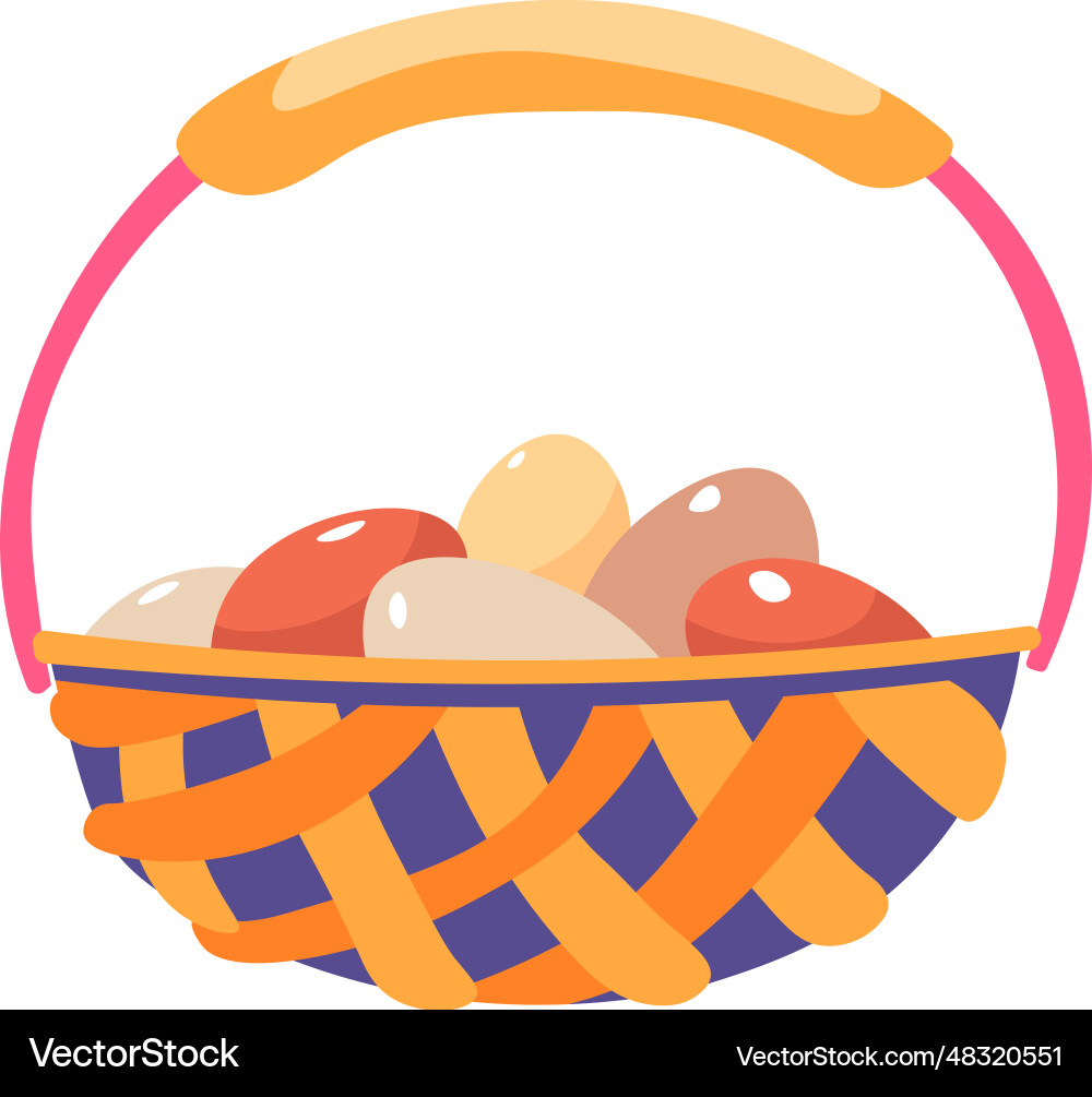 Woven basket with eggs farming and agriculture Woven basket with eggs farming and agriculture vector image