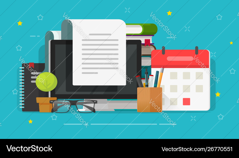 Writing on Computer - Content Creation Vector Image