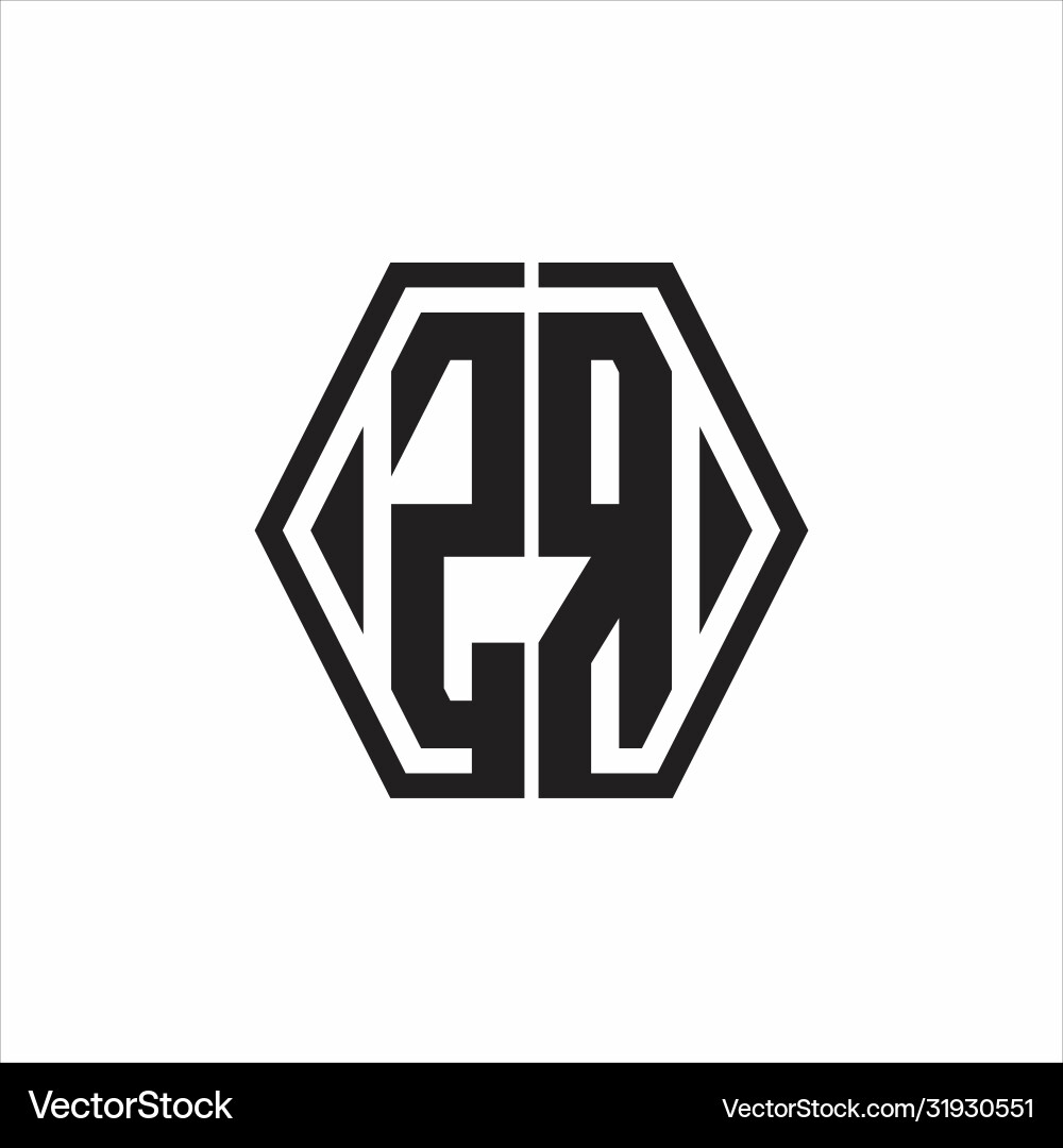 Zr logo monogram with hexagon line rounded design Vector Image