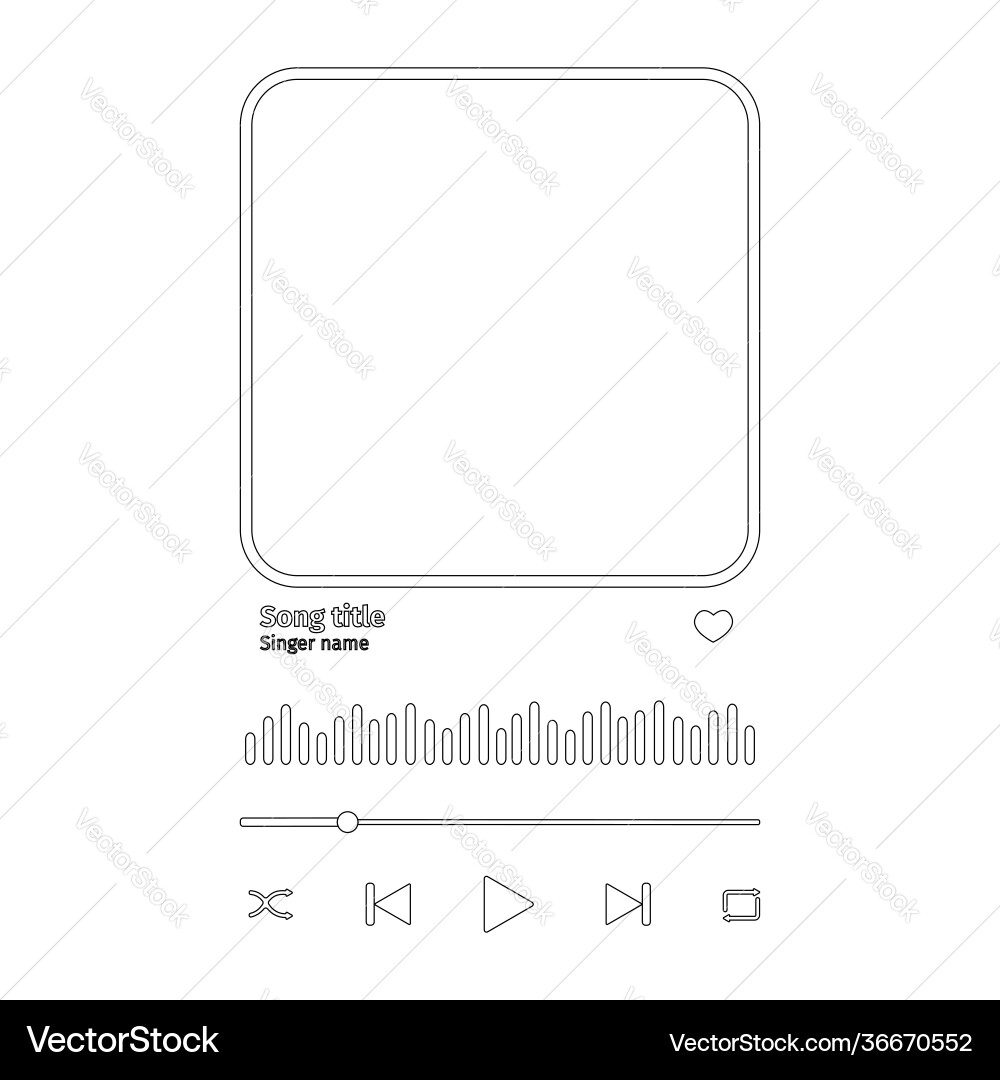 Audio player template with buttoms loading bar Audio player template with buttoms loading bar vector image