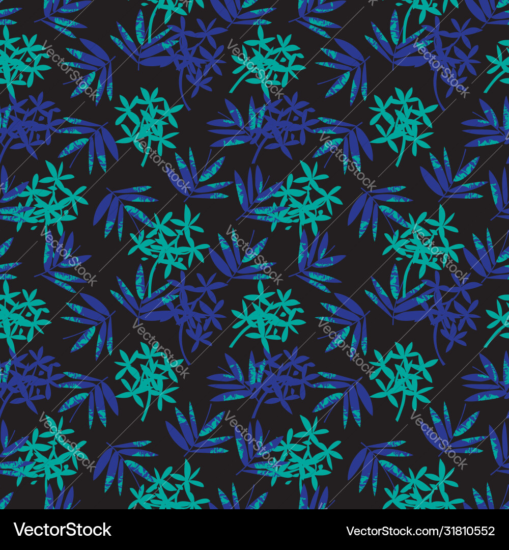 Blue tropical botanical leaf seamless pattern Blue tropical botanical leaf seamless pattern vector image
