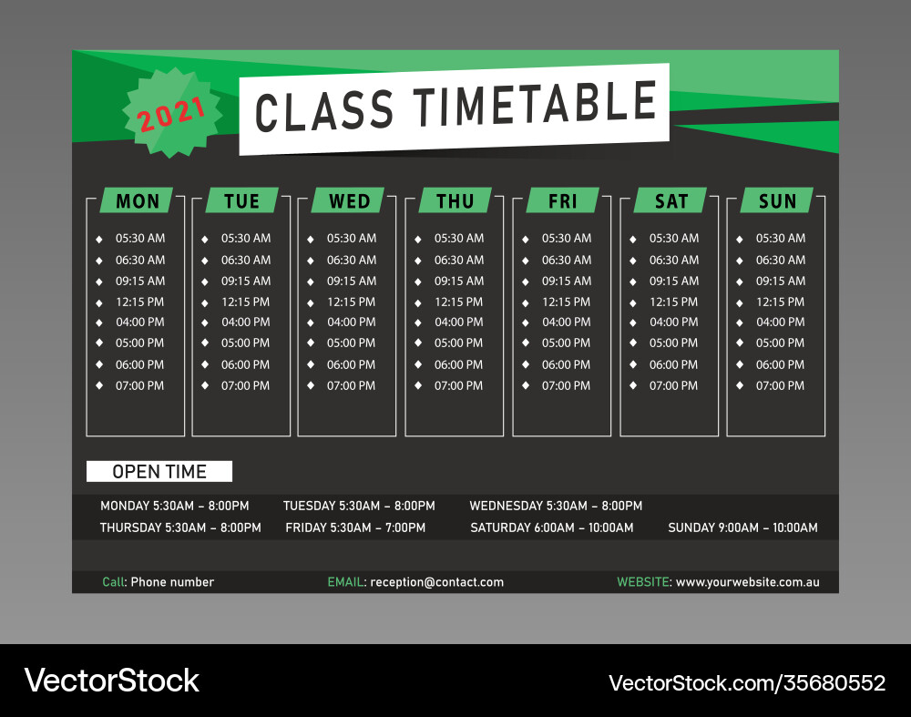 Class timetable design template vector image