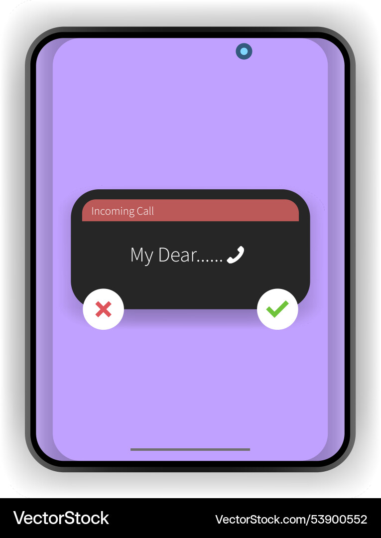 Colorful smartphone ui displaying incoming call vector image