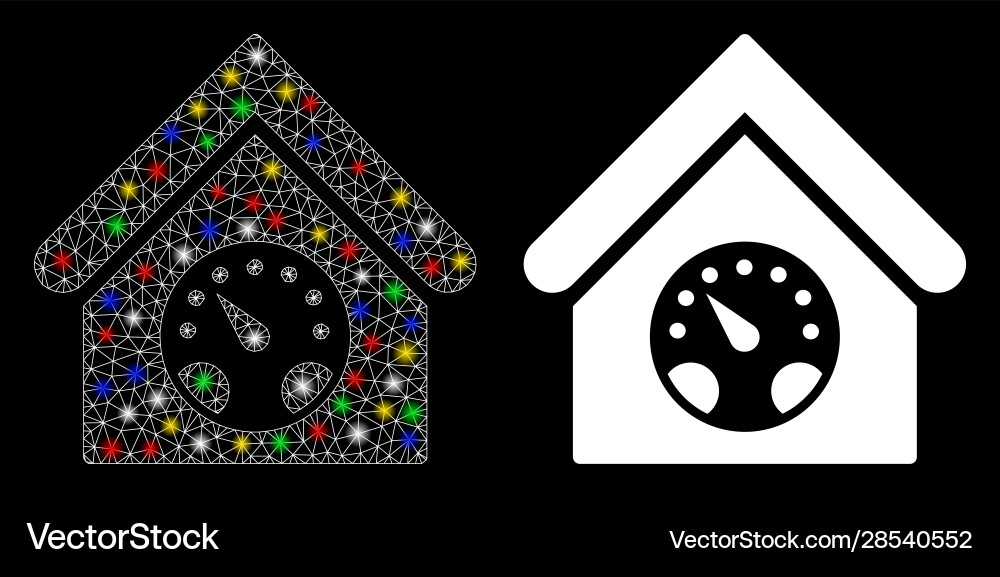 Flare mesh network meter building icon with Flare mesh network meter building icon with Vector Image