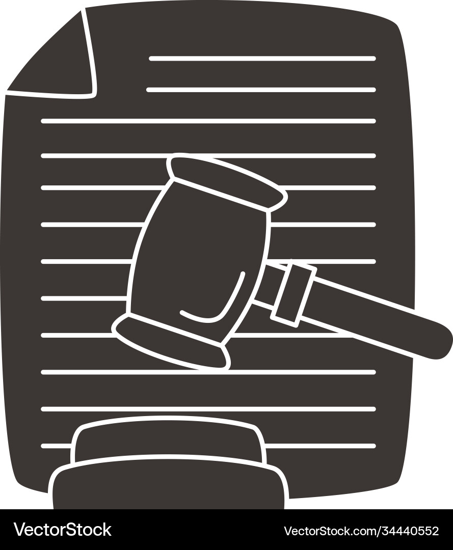 Hammer judge with document silhouette style icon Vector Image
