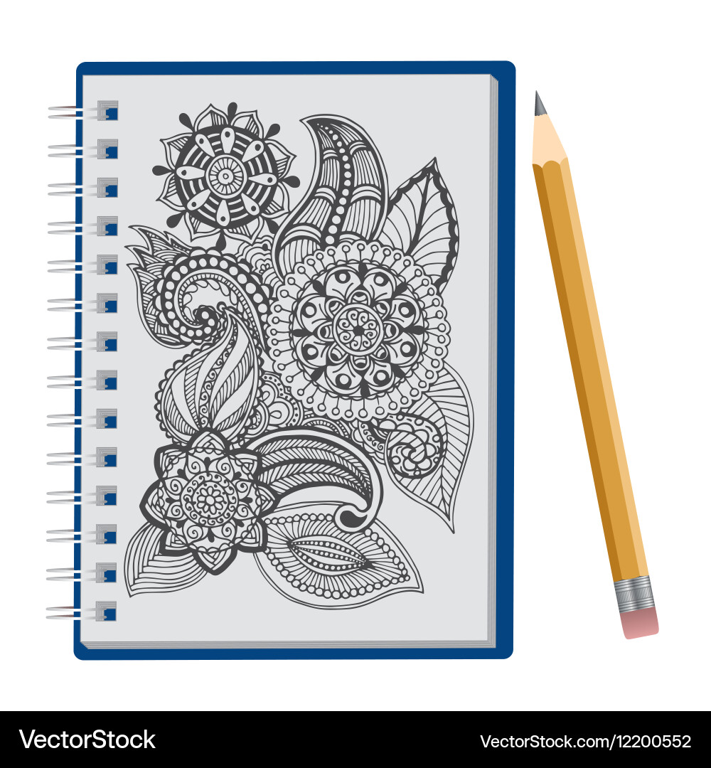 Opened notepad with pen Vector Image