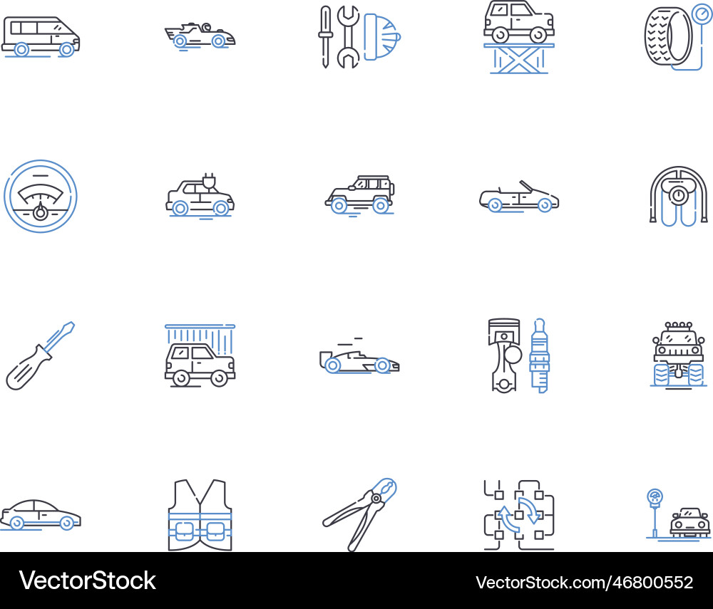 Operator station line icons collection control Operator station line icons collection control vector image