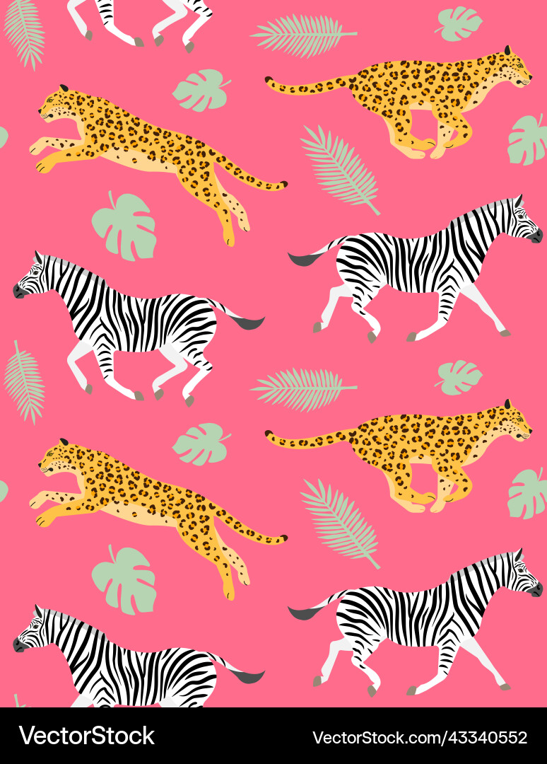 Seamless pattern of leopard and zebra Seamless pattern of leopard and zebra vector image