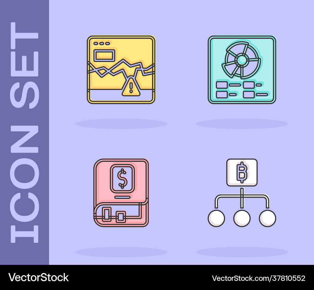 Set blockchain technology bitcoin failure stocks Set blockchain technology bitcoin failure stocks vector image