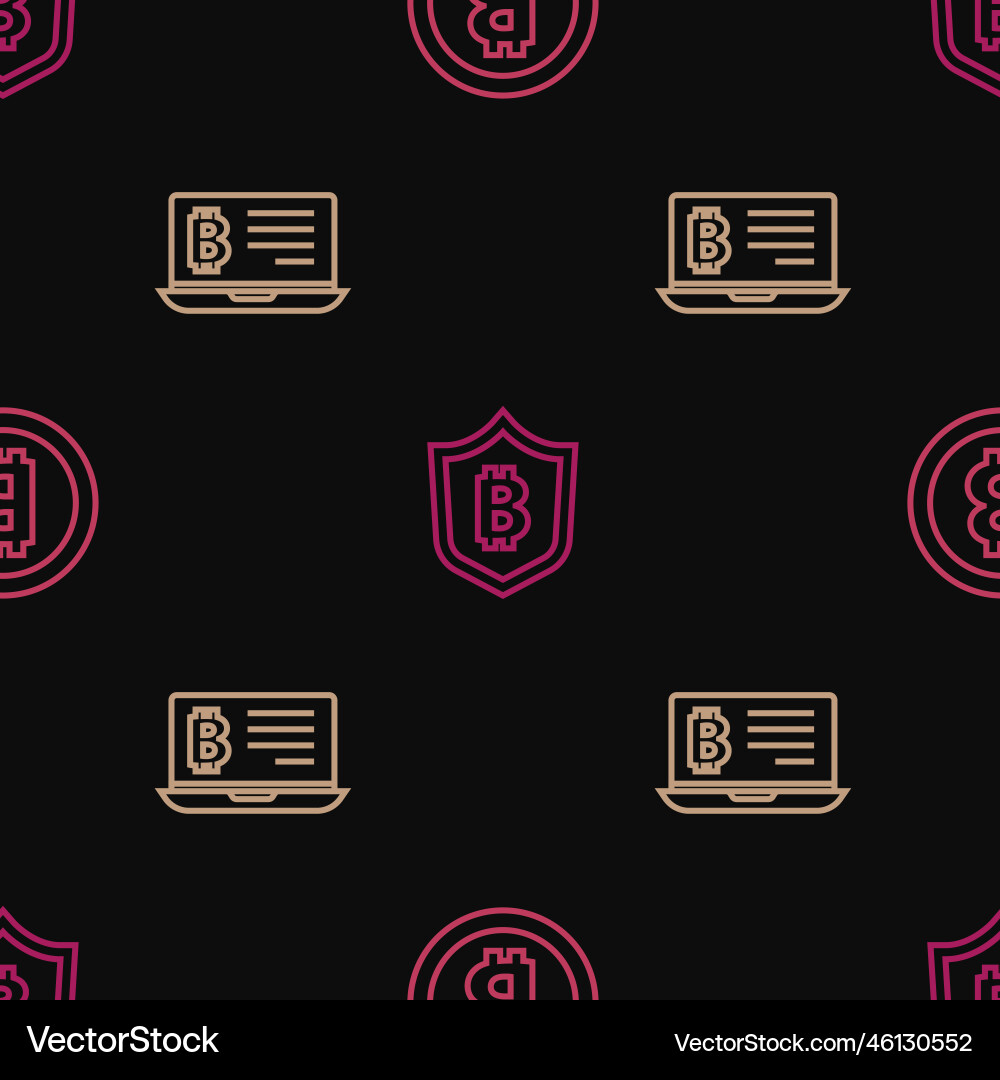 Set line bitcoin mining from laptop Vector Image
